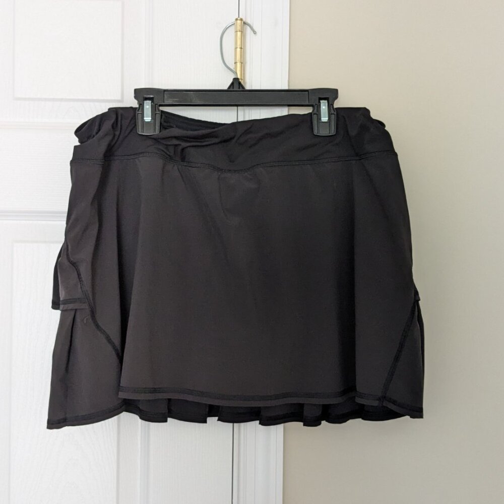 Lululemon Run Pace Setter Skirt Built In Shorts Pleated Black Skirt Sz  12 - Picture 5 of 8